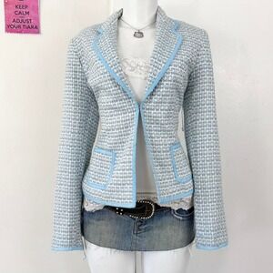 blue & white tweed blazer